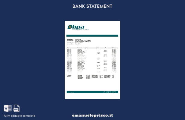 modello word di estratto conto bancario Cuba Banco Popular de Ahorro (BPA) in st